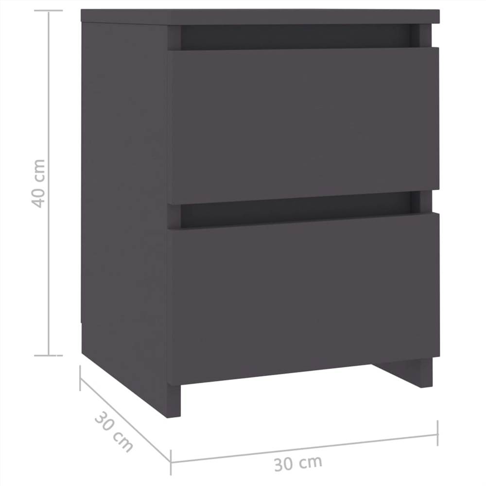 Bedside Cabinets 2 pcs Grey 30x30x40 cm Chipboard