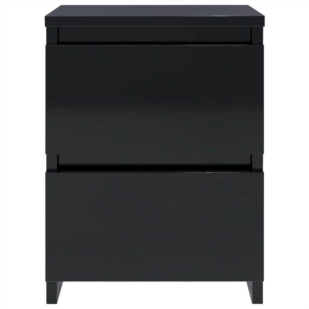 Bedside Cabinets 2 pcs High Gloss Black 30x30x40 cm Chipboard