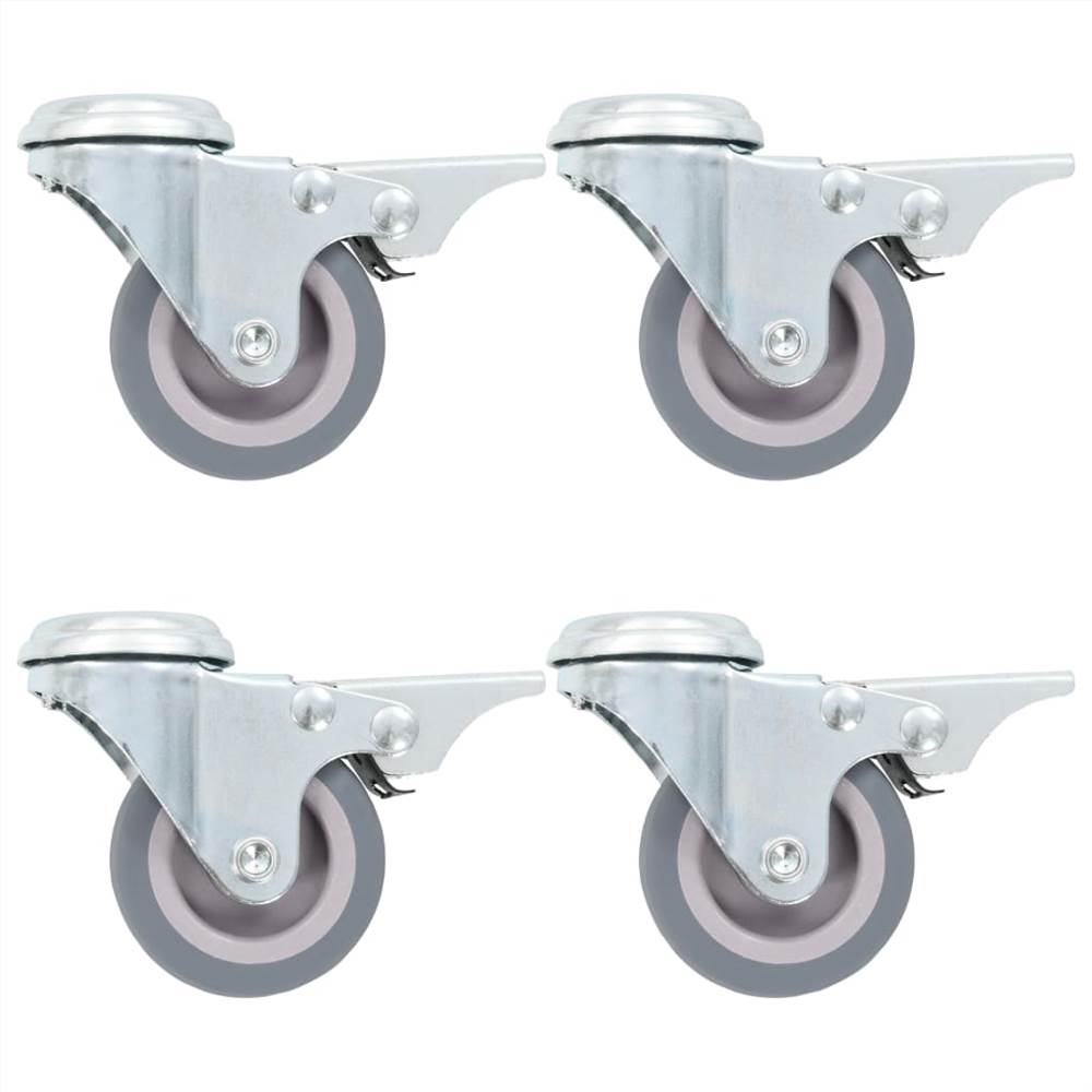 

Bolt Hole Swivel Casters with Double Brakes 4 pcs 50 mm