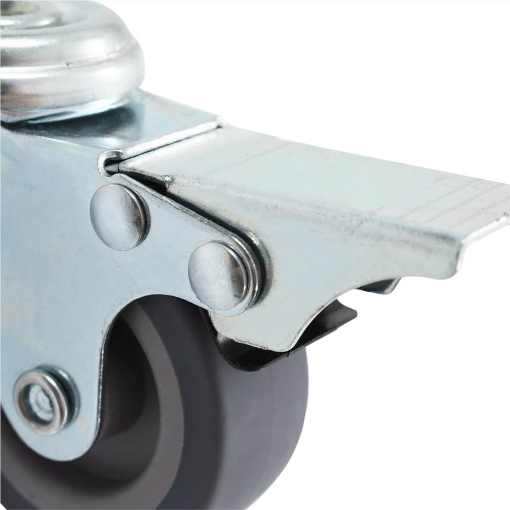 Bolt Hole Swivel Casters with Double Brakes 4 pcs 50 mm