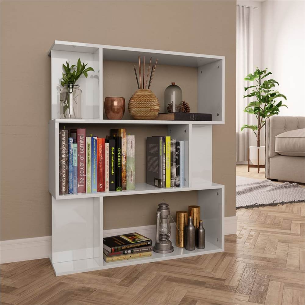 Book Cabinet/Room Divider High Gloss White 80x24x96 cm Chipboard