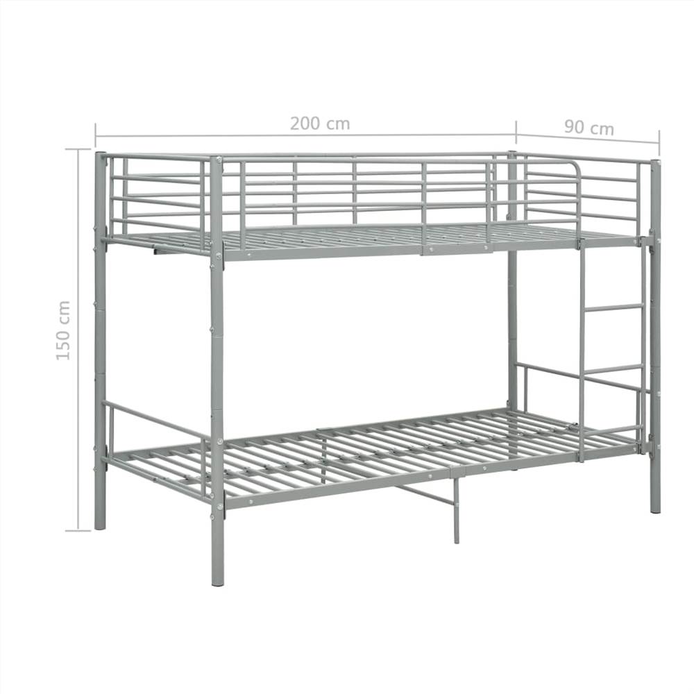 Bunk Bed Grey Metal 90x200 cm
