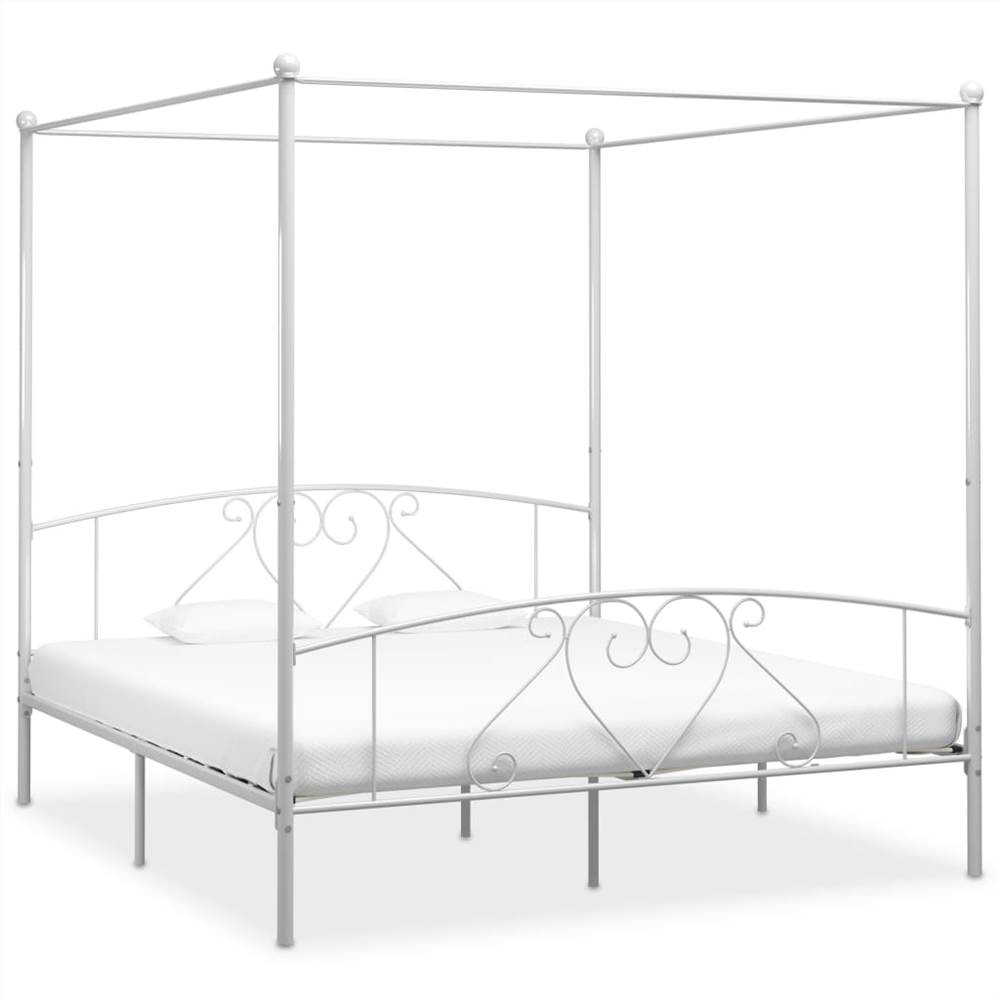 Canopy Bed Frame White Metal 200x200 Cm