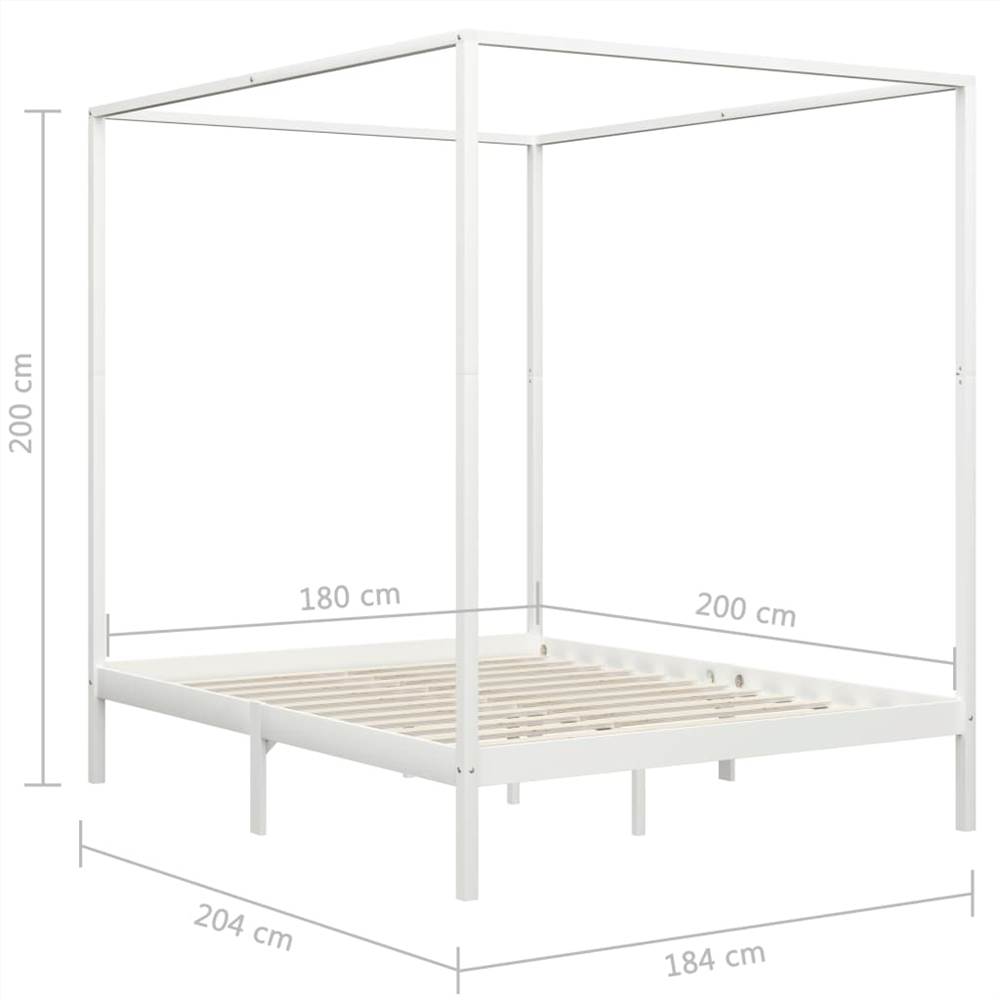 Canopy Bed Frame White Solid Pine Wood 6FT Super King