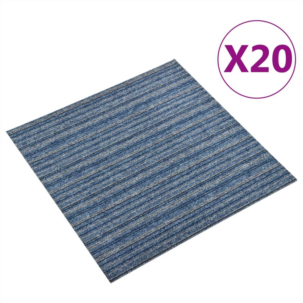 

Carpet Floor Tiles 20 pcs 5 m² 50x50 cm Striped Blue