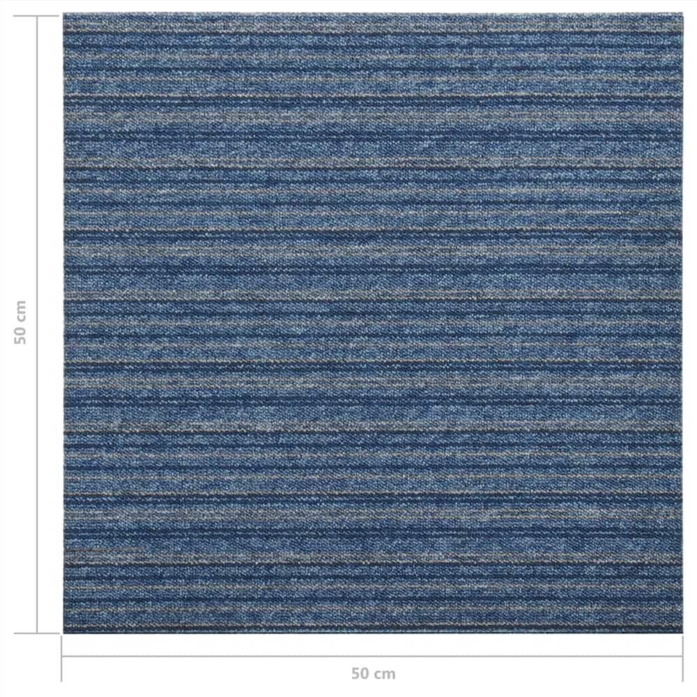Carpet Floor Tiles 20 pcs 5 m² 50x50 cm Striped Blue