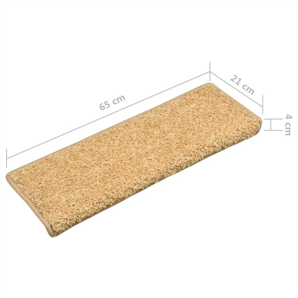 Carpet Stair Treads 15 pcs 65x25 cm Beige