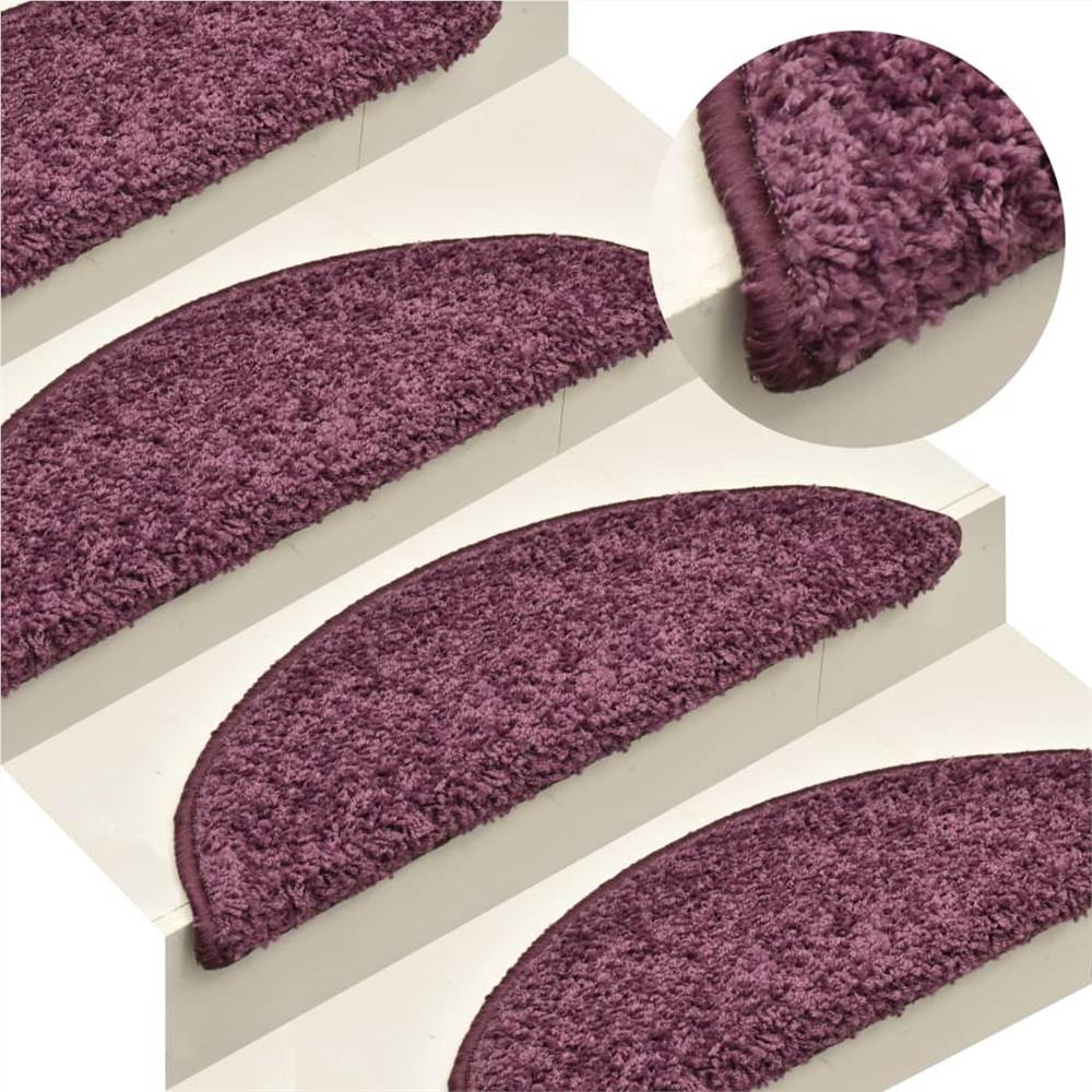 Carpet Stair Treads 15 pcs Dark Purple 65x21x4 cm