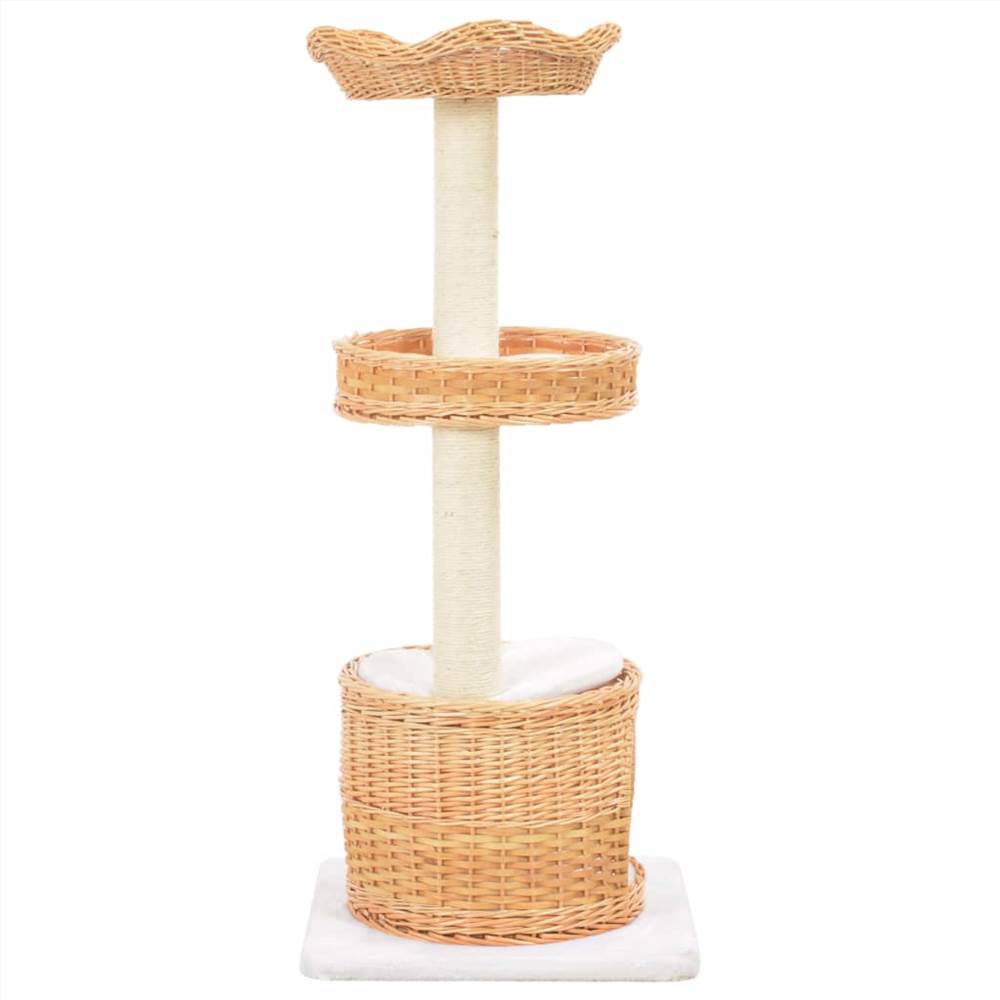 Cat Tree with Sisal Scratching Post Natural Willow Wood