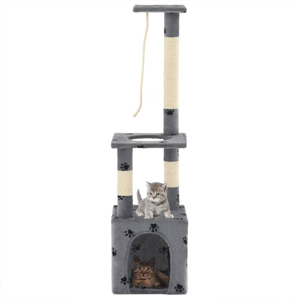 

Cat Tree with Sisal Scratching Posts 109 cm Grey Paw Prints