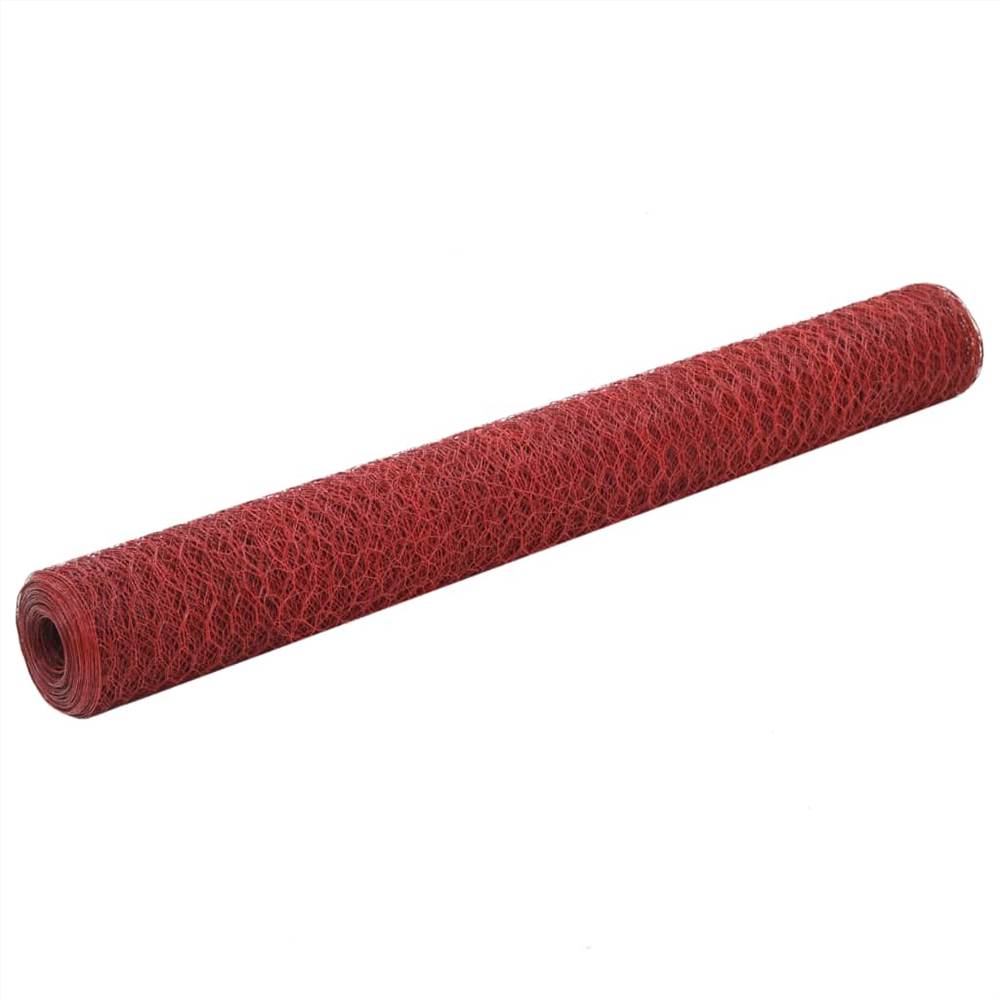 

Chicken Wire Fence Steel with PVC Coating 25x1.2 m Red