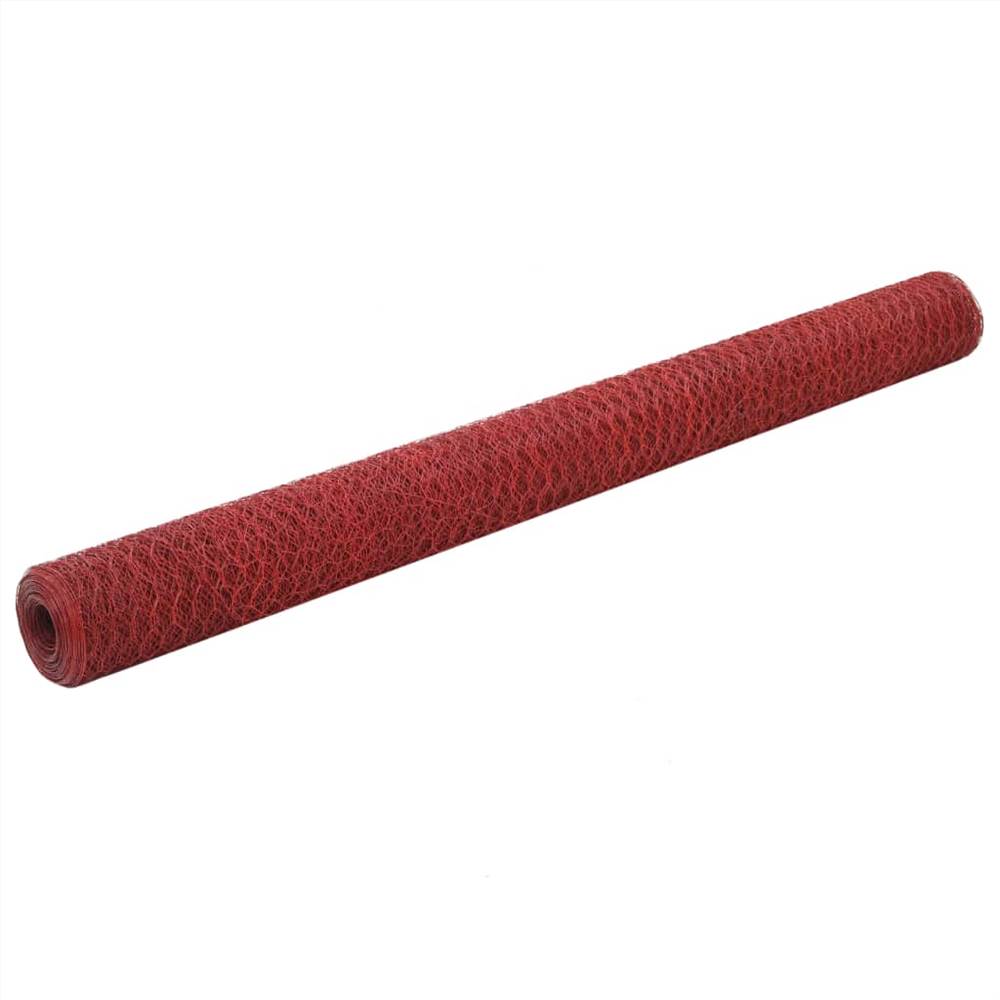 

Chicken Wire Fence Steel with PVC Coating 25x1.5 m Red