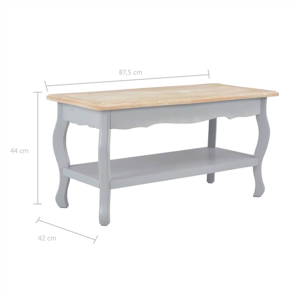 Coffee Table Grey and Brown 87.5x42x44 cm Solid Pine Wood