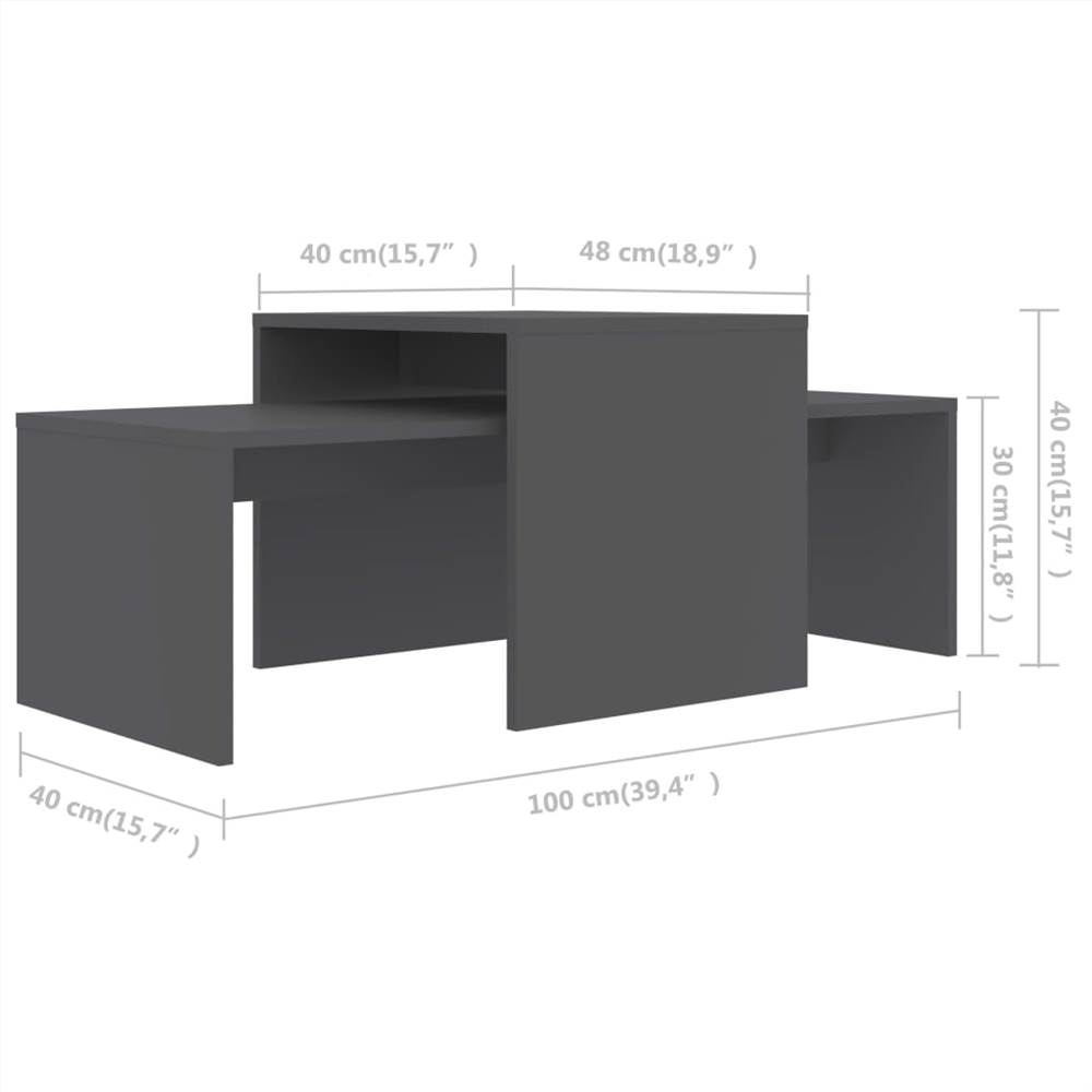 Coffee Table Set Grey 100x48x40 cm Chipboard