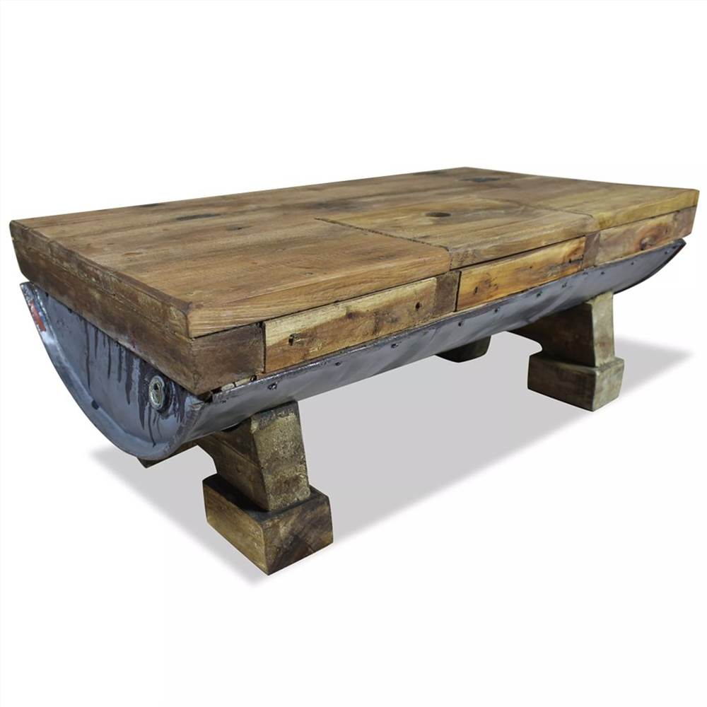 Table basse en bois de récupération massif 90x50x35 cm