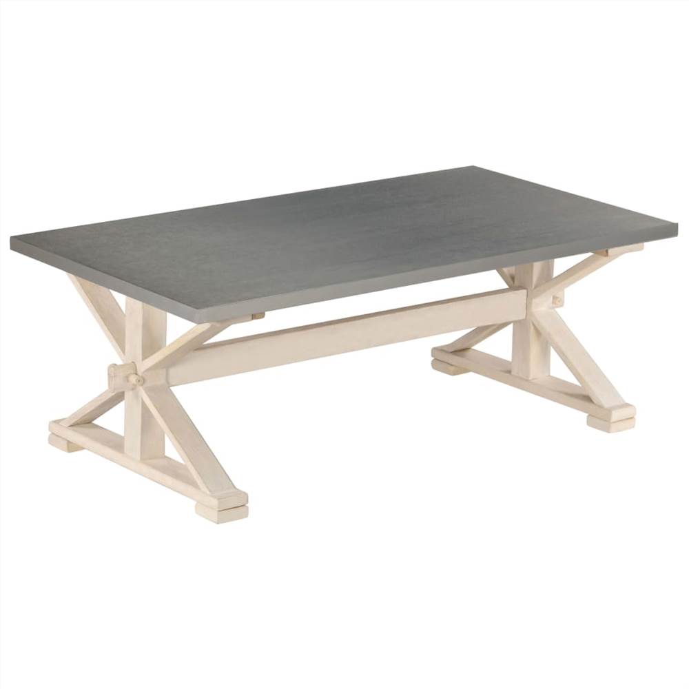 Coffee Table with Zinc Top 110x60x40 cm Solid Mango Wood