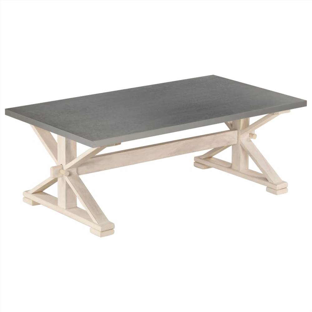 Coffee Table with Zinc Top 110x60x40 cm Solid Mango Wood