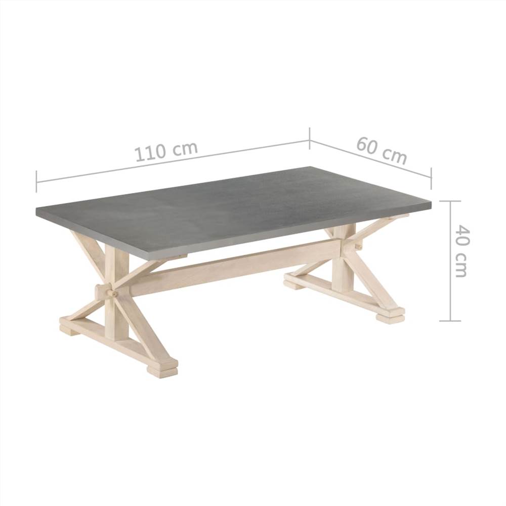 Coffee Table with Zinc Top 110x60x40 cm Solid Mango Wood