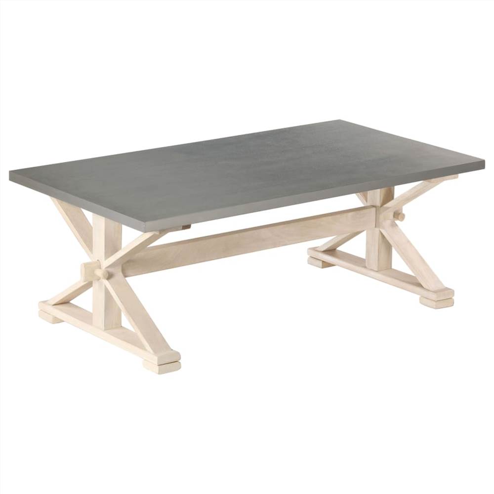 Coffee Table with Zinc Top 110x60x40 cm Solid Mango Wood