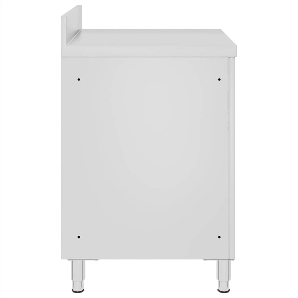 Commercial Work Table with Cabinet 60x60x96 cm Stainless Steel