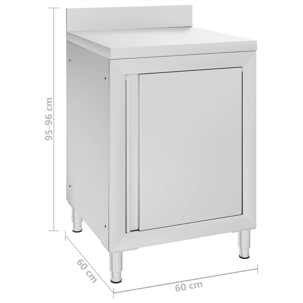 Commercial Work Table with Cabinet 60x60x96 cm Stainless Steel