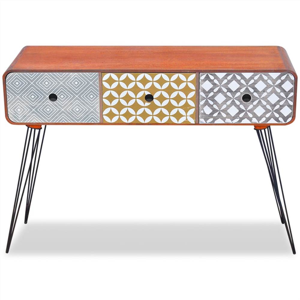 Console Table with 3 Drawers Brown