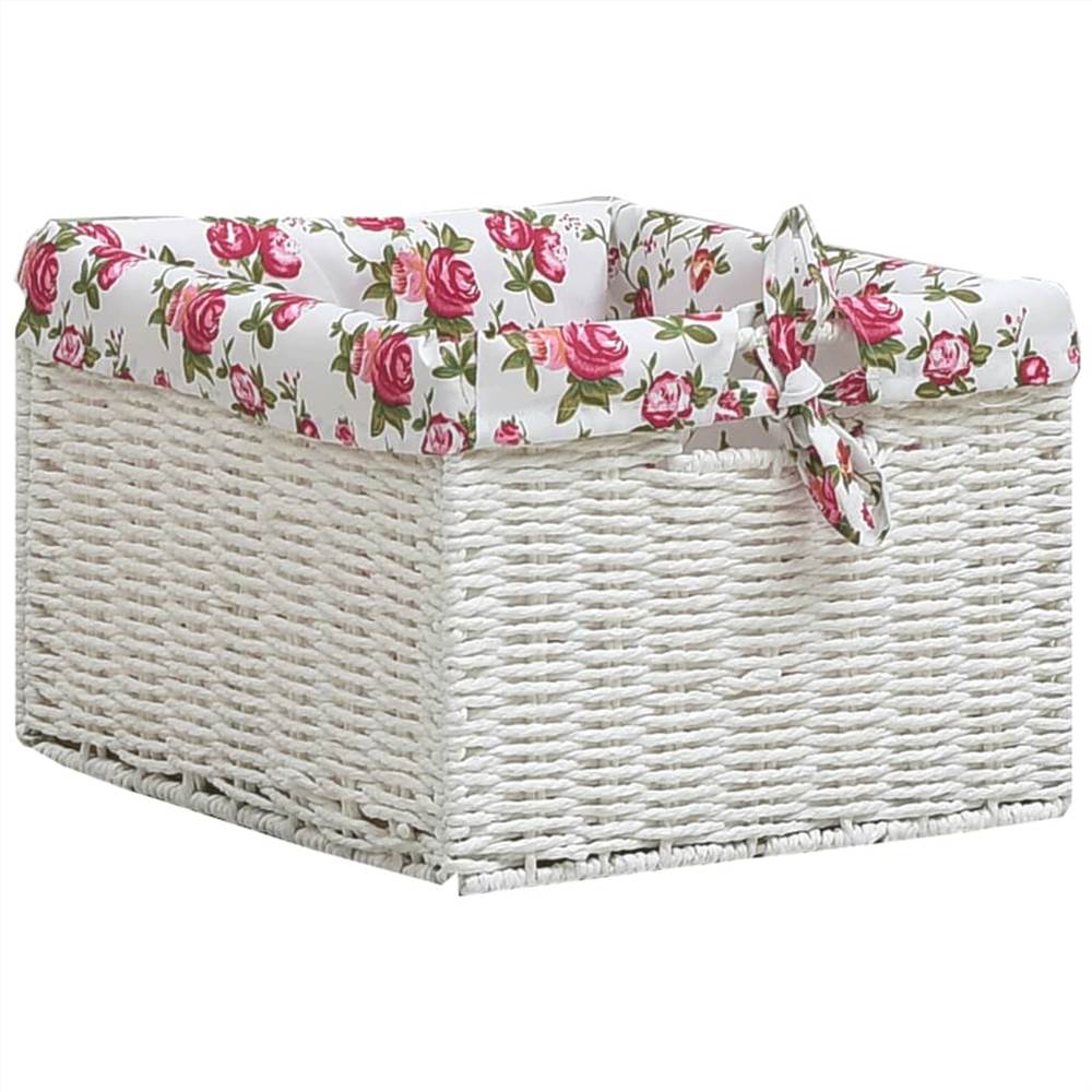 Console Table with Three Baskets White Wood