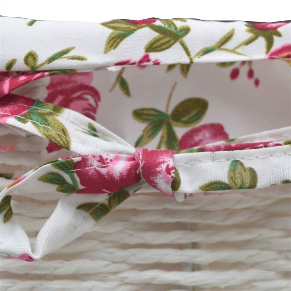 Console Table with Three Baskets White Wood