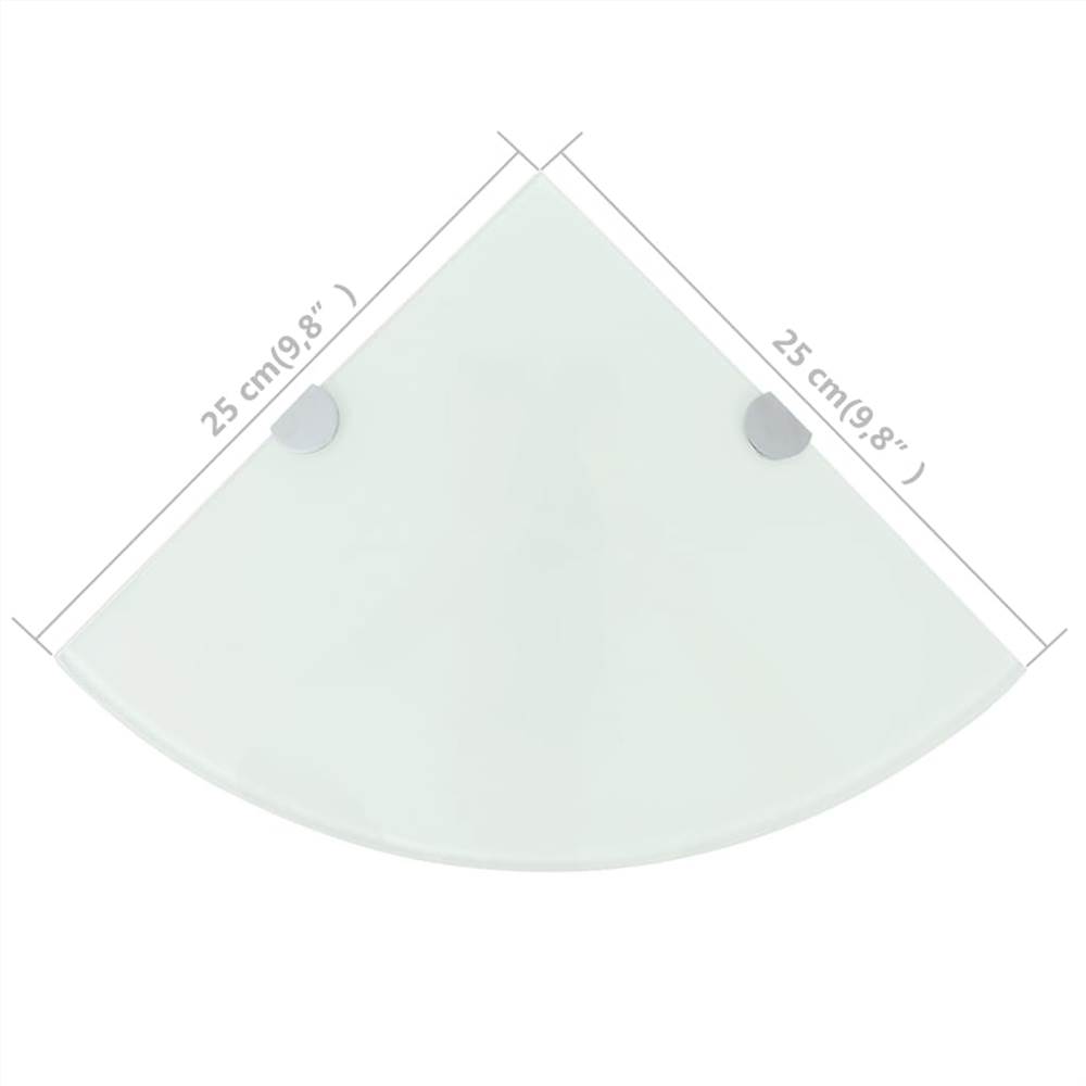Corner Shelf with Chrome Supports Glass White 25x25 cm