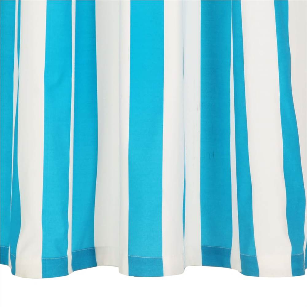 Curtains with Metal Rings 2 pcs Fabric 140x175 cm Blue Stripe