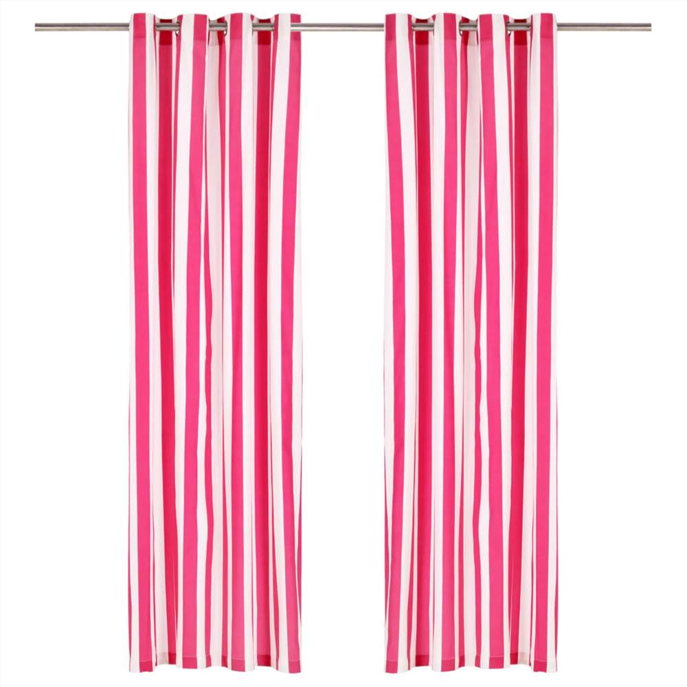 

Curtains with Metal Rings 2 pcs Fabric 140x225 cm Pink Stripe