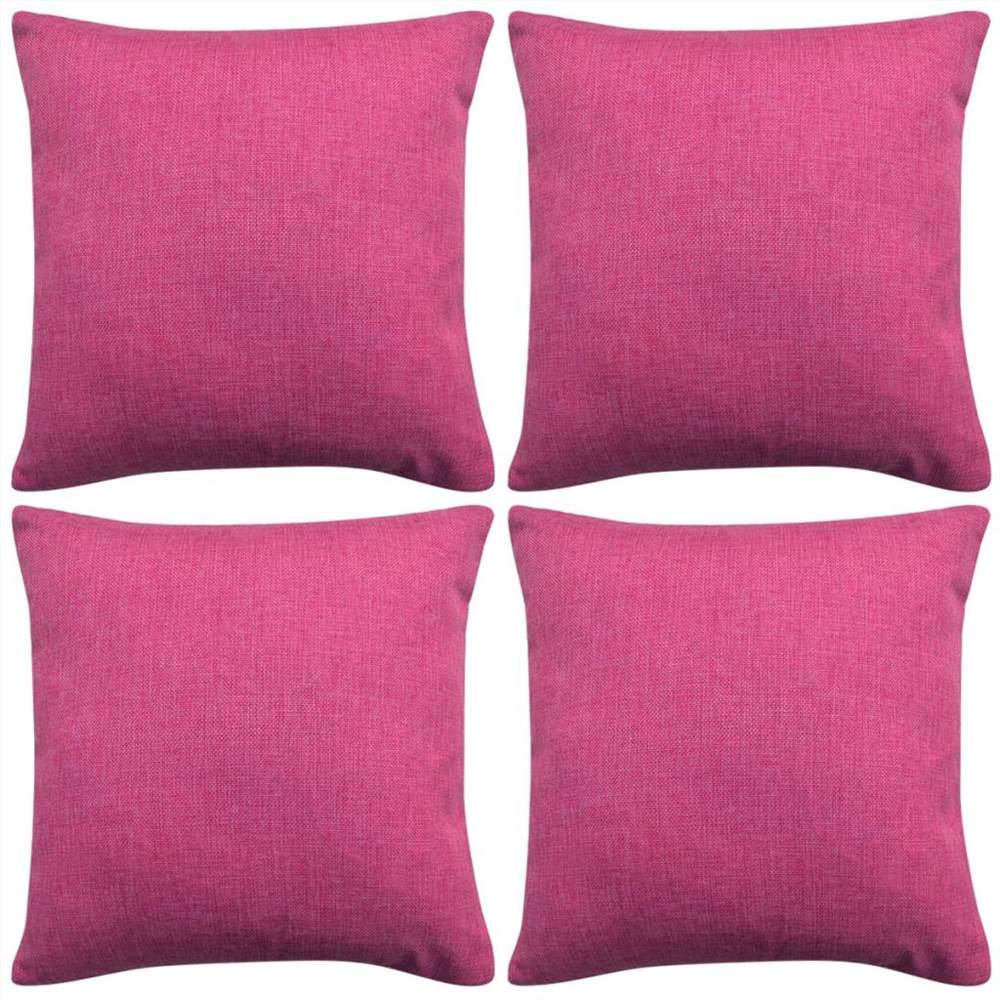 Cushion Covers 4 pcs Linen-look Pink 80x80 cm