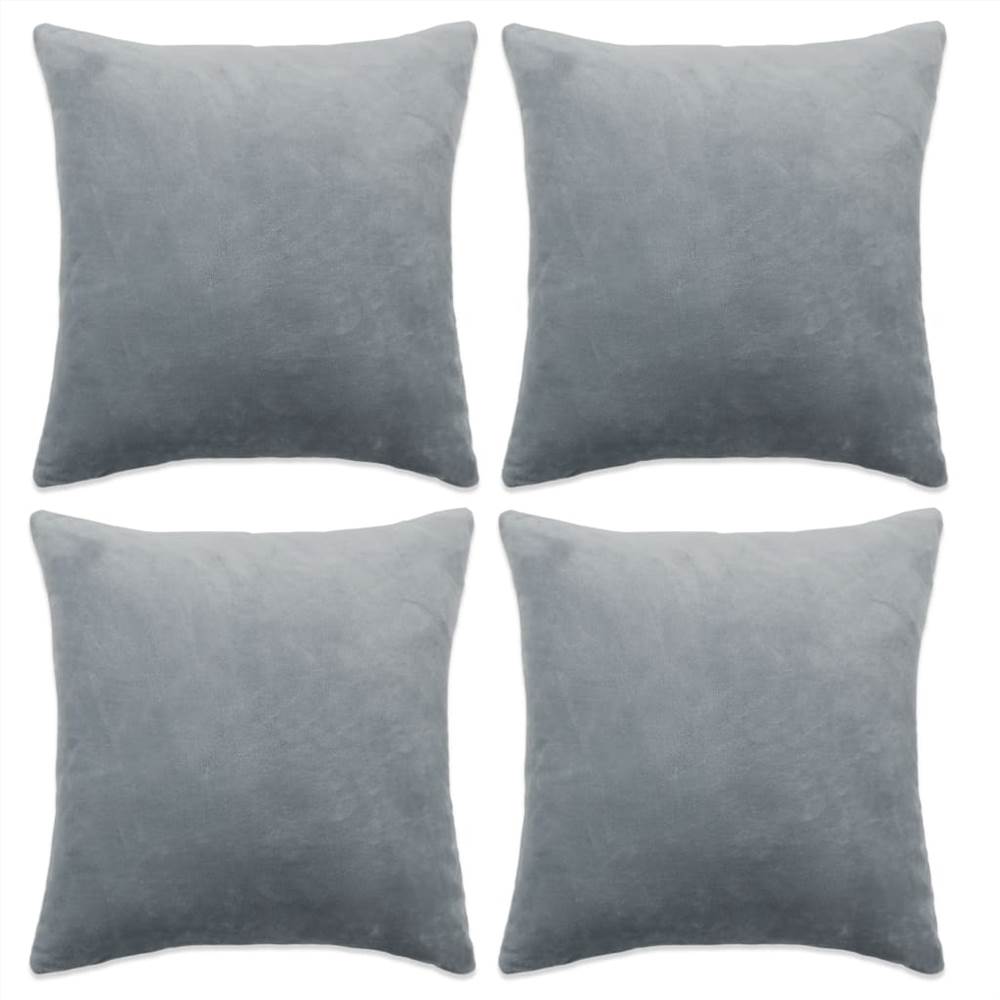 Cushion Covers 4 pcs Velour 50x50 cm Grey