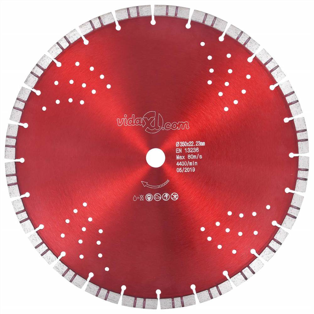 Diamond Cutting Disc with Turbo and Holes Steel 350 mm