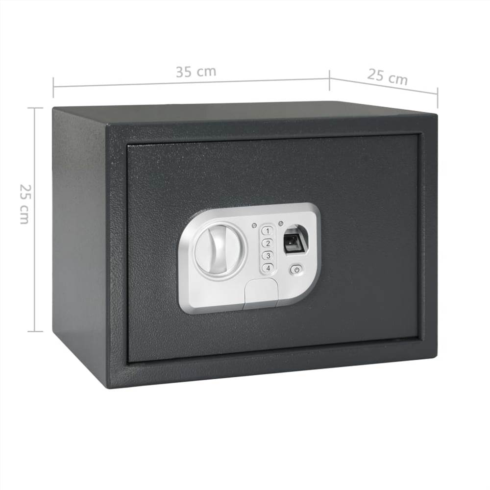 Digital Safe with Fingerprint Dark Grey 35x25x25 cm