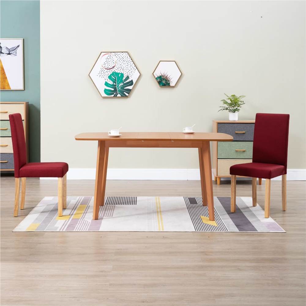 

Dining Chairs 2 pcs Wine Red Fabric