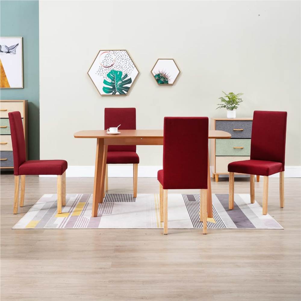 

Dining Chairs 4 pcs Wine Red Fabric