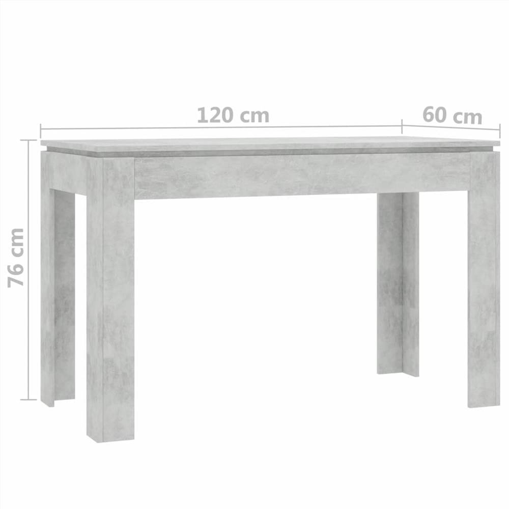 Dining Table Concrete Grey 120x60x76 cm Chipboard