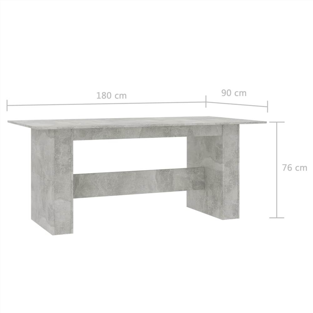 Dining Table Concrete Grey 180x90x76 cm Chipboard