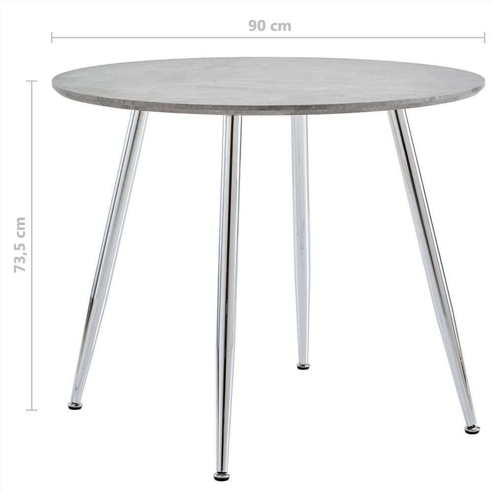 Dining Table Concrete and Silver 90x73,5 cm MDF