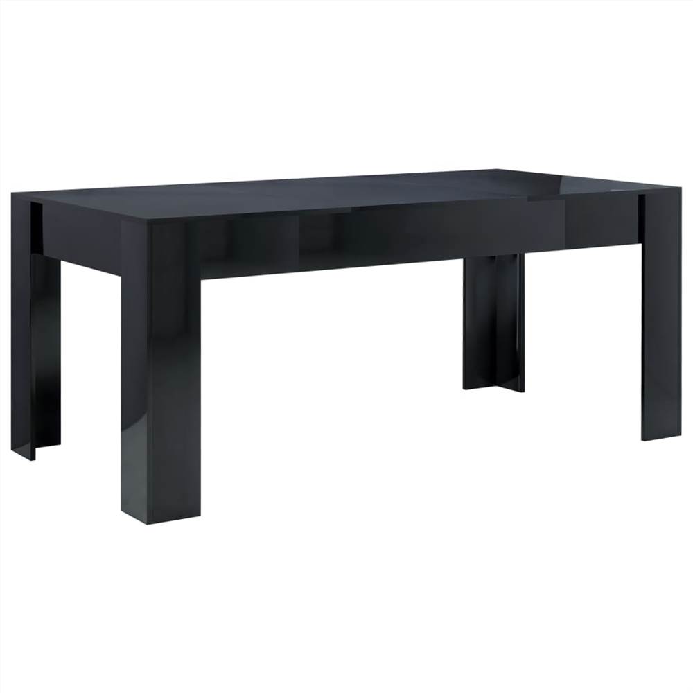 Dining Table High Gloss Black 180x90x76 cm Chipboard