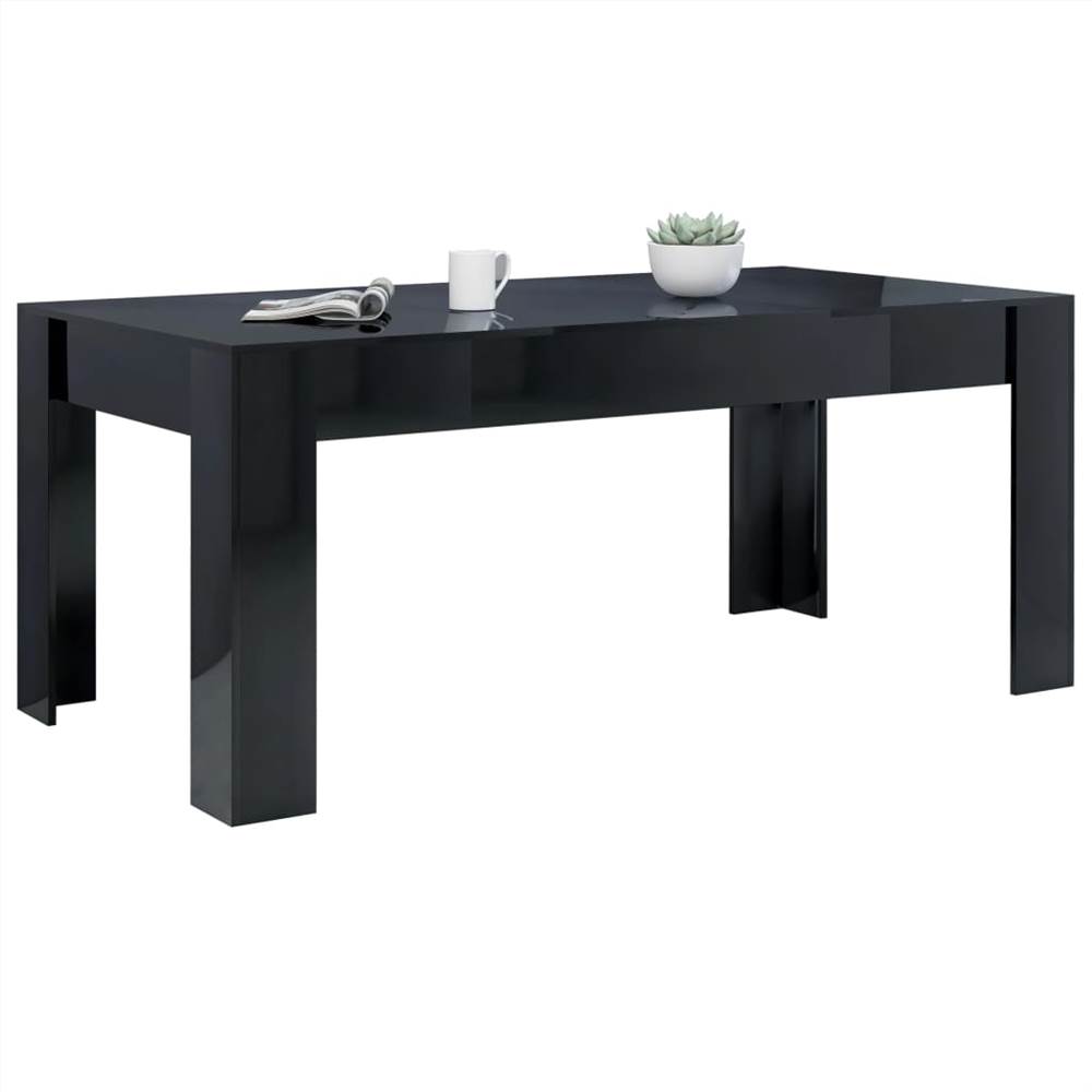 Dining Table High Gloss Black 180x90x76 cm Chipboard