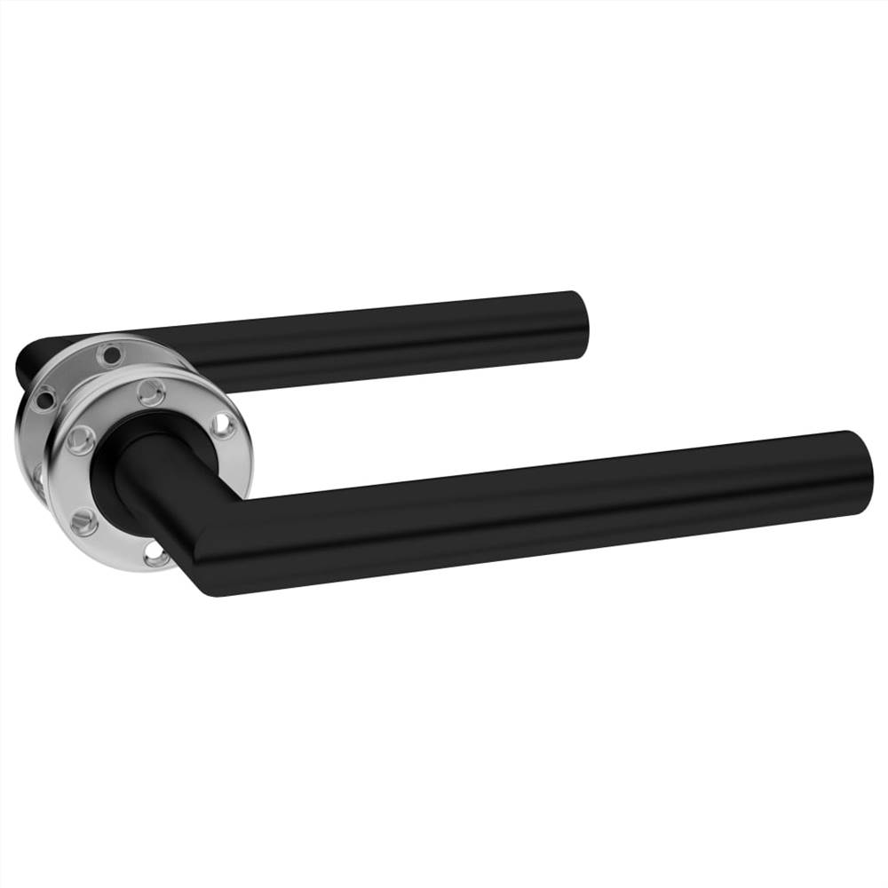 Door Handle Set With Deadlock Stainless Steel Black