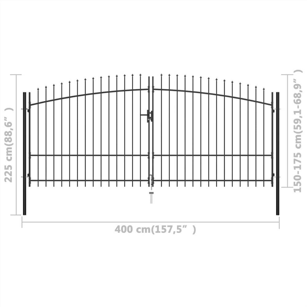 Double Door Fence Gate with Spear Top 400x225 cm
