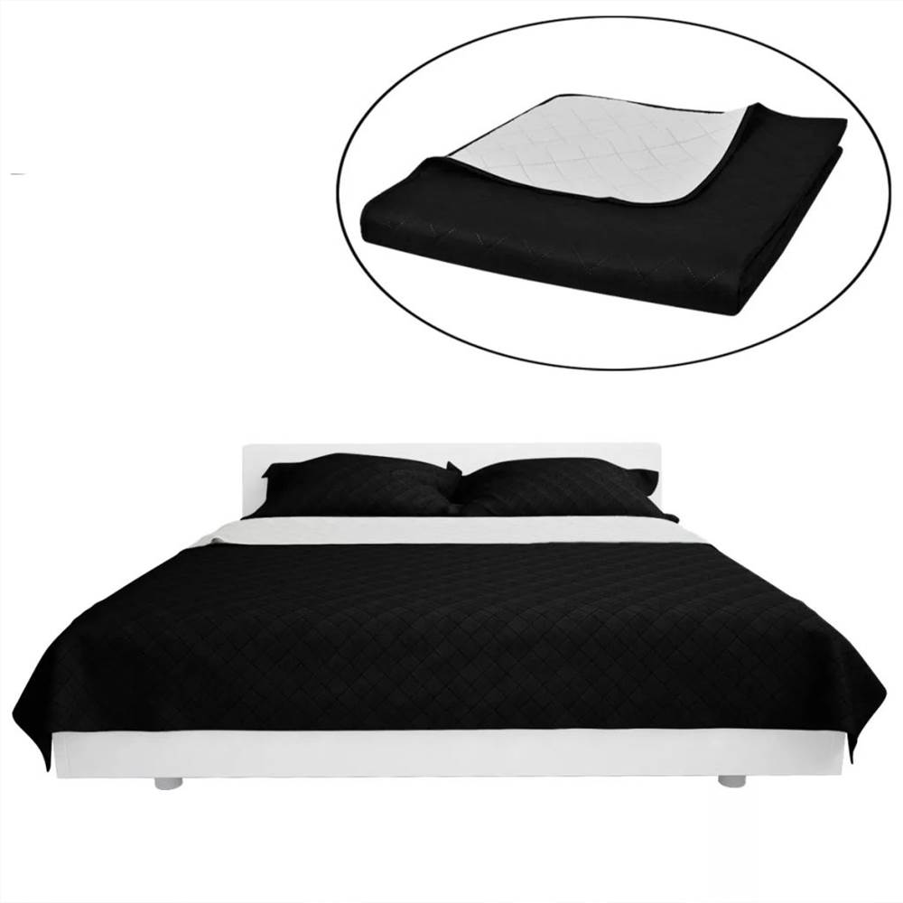 Double-sided Quilted Bedspread Black/White 230 x 260 cm