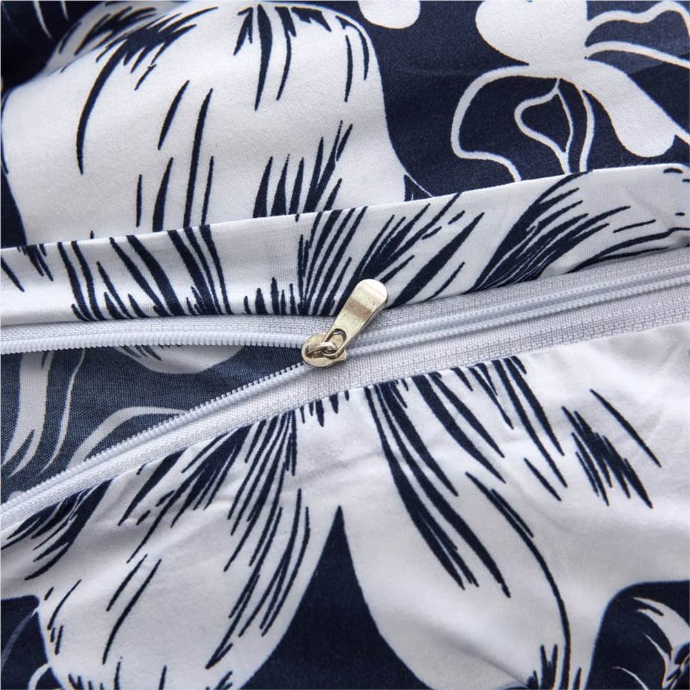 Duvet Cover Set Floral Design Navy 135x200/80x80 cm