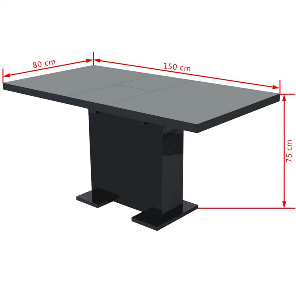 Extendable Dining Table High Gloss Black