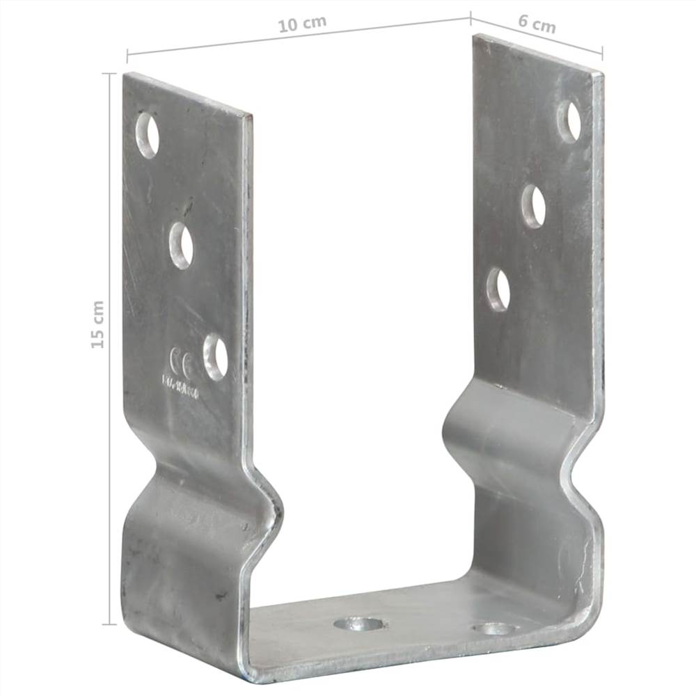 Fence Anchors 6 pcs Silver 10x6x15 cm Galvanised Steel