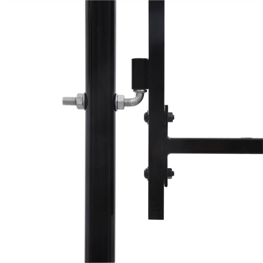 Fence Gate Single Door with Arched Top Steel 1x1.75 m Black