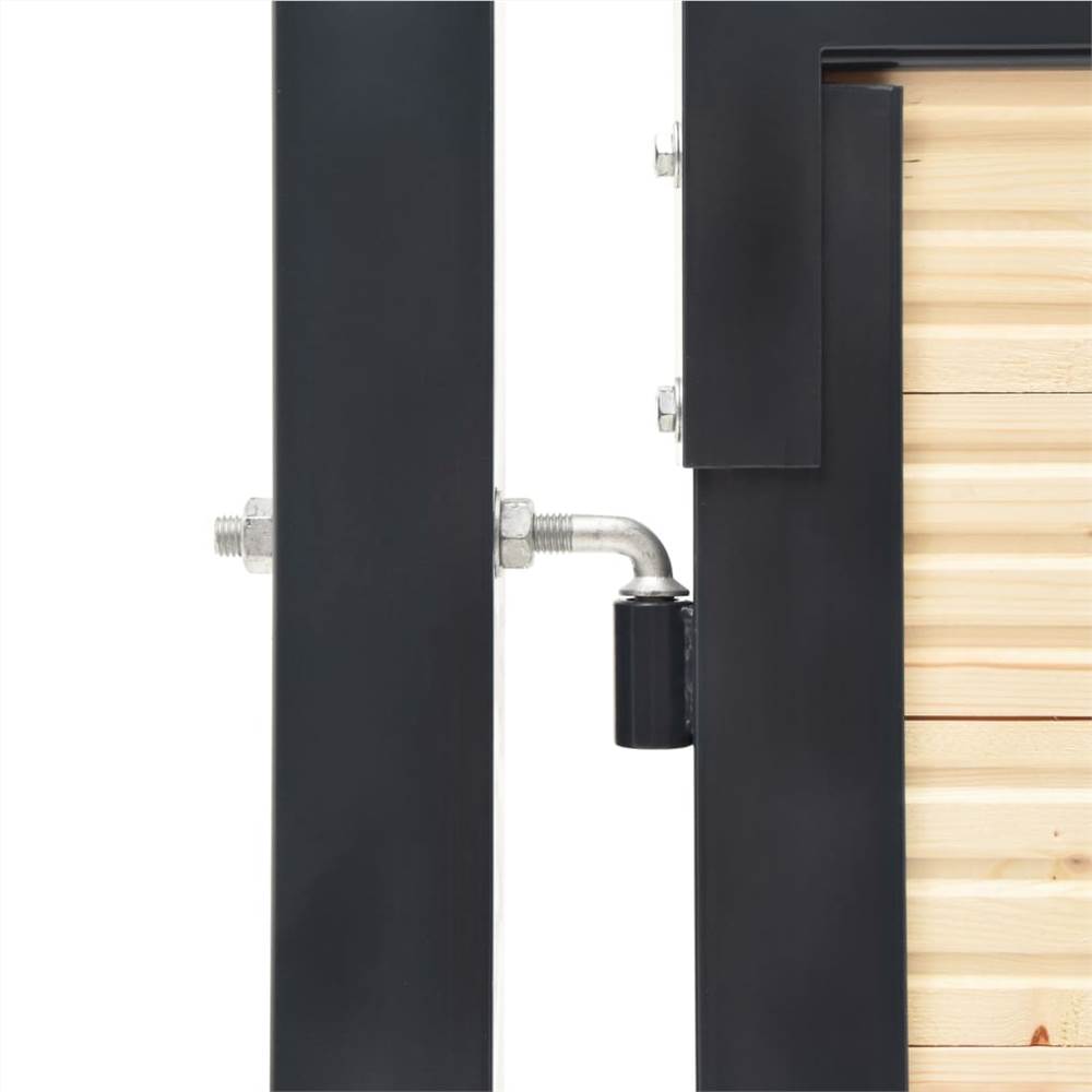 Fence Gate Steel and Spruce Wood 413x150 cm